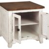 Wystfield - White / Brown - Rectangular End Table - 2 Doors