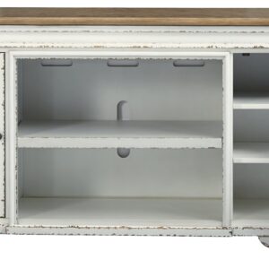 Realyn - XL TV Stand w/Fireplace Option - Chipped White
