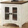 Wystfield - White / Brown - Rectangular End Table - 2 Doors