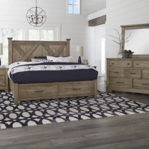 Cool Rustic - Queen X Bed Headboard - Stone Gray