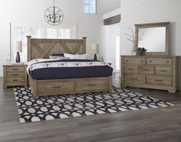 Cool Rustic - Queen X Bed Headboard - Stone Gray