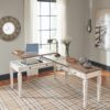 Realyn - White / Brown - Home Office Lift Top Desk