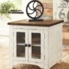 Wystfield - White / Brown - Rectangular End Table - 2 Doors