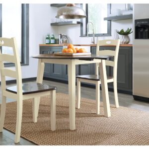 Woodanville - Cream / Brown - Round DRM Drop Leaf Table