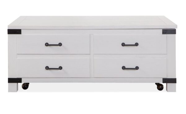 Harper Springs - Lift Top Storage Cocktail Table With Casters - Silo White