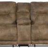 Voyager - Lay Flat Console Reclining Loveseat - Brandy - Fabric