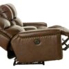 Ceretti - Power Reclining Console Loveseat - Brown Top Grain Italian Leather Match