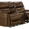 Ceretti - Power Reclining Console Loveseat - Brown Top Grain Italian Leather Match