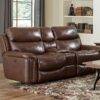 Ceretti - Power Reclining Console Loveseat - Brown Top Grain Italian Leather Match