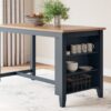 Gesthaven - Natural / Blue - Rectangular Dining Room Counter Table