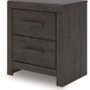 Prendonea - Charcoal - Two Drawer Night Stand