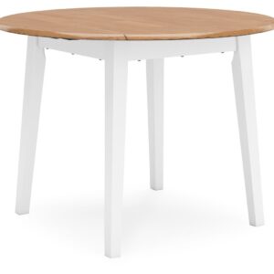 Gesthaven - Natural / White - Round Dining Room Drop Leaf Table