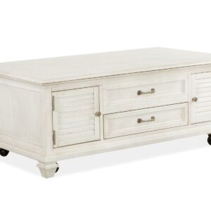 Newport - Lift Top Storage Cocktail Table (With Casters) - Alabaster