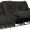 Voyager - Fabric Lay Flat Reclining Sofa With 3 Recliners And Drop Down Table - Slate