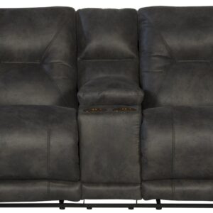 Voyager - Fabric Lay Flat Console Reclining Loveseat - Slate