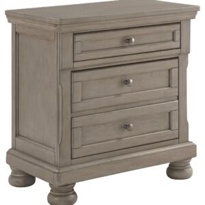 Lettner - Light Gray - Two Drawer Night Stand
