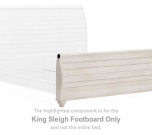Willowton - Whitewash - King Sleigh Footboard with Faux Plank Design