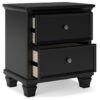 Lanolee - Black - Two Drawer Nightstand