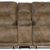 Voyager - Fabric Lay Flat Console Reclining Loveseat - Brandy
