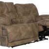 Voyager - Fabric Power Lay Flat Reclining Console Loveseat - Brandy