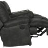 Voyager - Fabric Power Lay Flat Reclining Sofa With 3 Recliners And Drop Down Table - Slate
