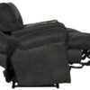 Voyager - Fabric Lay Flat Reclining Sofa With 3 Recliners And Drop Down Table - Slate