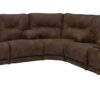 Voyager - Fabric Power Lay Flat Reclining Sofa With 3 Recliners And Drop Down Table - Elk