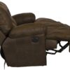 Voyager - Fabric Power Lay Flat Reclining Sofa With 3 Recliners And Drop Down Table - Elk