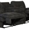 Voyager - Fabric Lay Flat Reclining Sofa With 3 Recliners And Drop Down Table - Slate