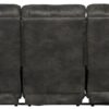 Voyager - Fabric Power Lay Flat Reclining Sofa With 3 Recliners And Drop Down Table - Slate