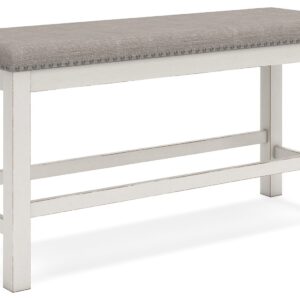 Robbinsdale - Antique White - Dbl Counter Height Upholstered Dining Bench