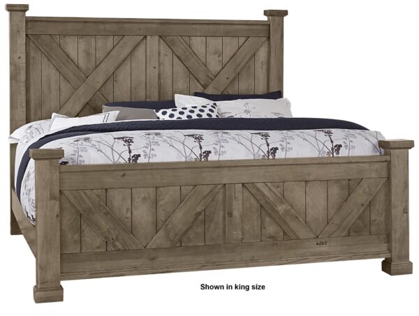Cool Rustic - Queen X Bed Footboard - Stone Gray