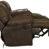 Voyager - Fabric Power Lay Flat Reclining Sofa With 3 Recliners And Drop Down Table - Elk