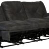 Voyager - Fabric Lay Flat Reclining Sofa With 3 Recliners And Drop Down Table - Slate