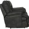 Voyager - Fabric Lay Flat Reclining Sofa With 3 Recliners And Drop Down Table - Slate