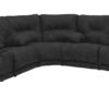 Voyager - Fabric Lay Flat Reclining Sofa With 3 Recliners And Drop Down Table - Slate