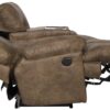 Voyager - Fabric Power Lay Flat Reclining Sofa With 3 Recliners And Drop Down Table - Brandy