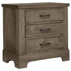 Cool Rustic - 3-Drawers Nightstand - Stone Gray