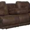 Voyager - Fabric Power Lay Flat Reclining Sofa With 3 Recliners And Drop Down Table - Elk