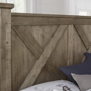 Cool Rustic - Queen X Bed Headboard - Stone Gray