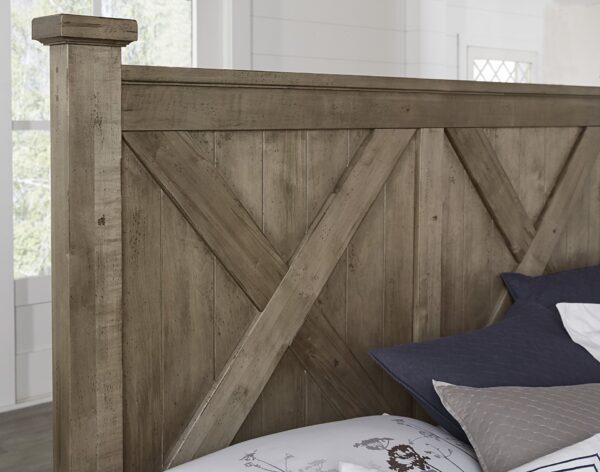 Cool Rustic - Queen X Bed Headboard - Stone Gray