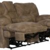 Voyager - Fabric Power Lay Flat Reclining Console Loveseat - Brandy