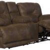 Voyager - Fabric Power Lay Flat Reclining Console Loveseat - Elk