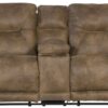 Voyager - Fabric Power Lay Flat Reclining Console Loveseat - Brandy