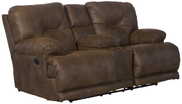 Voyager - Fabric Power Lay Flat Reclining Console Loveseat - Elk