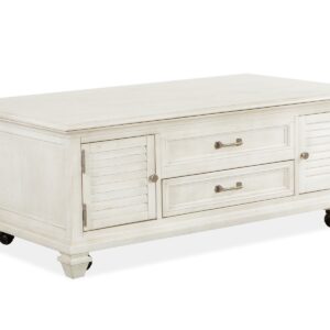 Newport - Lift Top Storage Cocktail Table (With Casters) - Alabaster