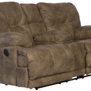 Voyager - Fabric Power Lay Flat Reclining Console Loveseat - Brandy