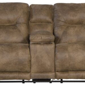 Voyager - Fabric Lay Flat Console Reclining Loveseat - Brandy