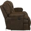 Voyager - Fabric Power Lay Flat Reclining Sofa With 3 Recliners And Drop Down Table - Elk