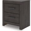 Prendonea - Charcoal - Two Drawer Night Stand
